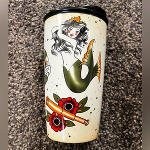 Limited Edition Starbucks Ed Hardy Mermaid Tattoo Ceramic Coffee Tumbler